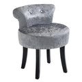 Dressing Table Stool with Rubber Wood Legs and Ice Velvet Seat for Bedroom, Living Room - Grey
