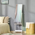 Lockable Jewellery Cabinet with Adjustable Full-Length Mirror and Organiser for Bedroom Dressing Room - White