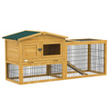 Wooden Rabbit Hutch with Outdoor Run Two-Tier - Yellow