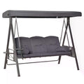 3 Seater Garden Swing Chair with Adjustable Canopy, Cushions & Cup Trays, Steel Frame - Dark Grey