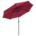 3m Tilting Parasol Garden Umbrella with 8 Ribs and Crank Handle - Wine Red