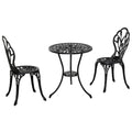 3 Piece Aluminium Outdoor Bistro Set with Umbrella Hole - Black