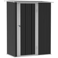 Garden Storage Shed with Lockable Tall Door and Sloped Roof - Grey Steel Frame