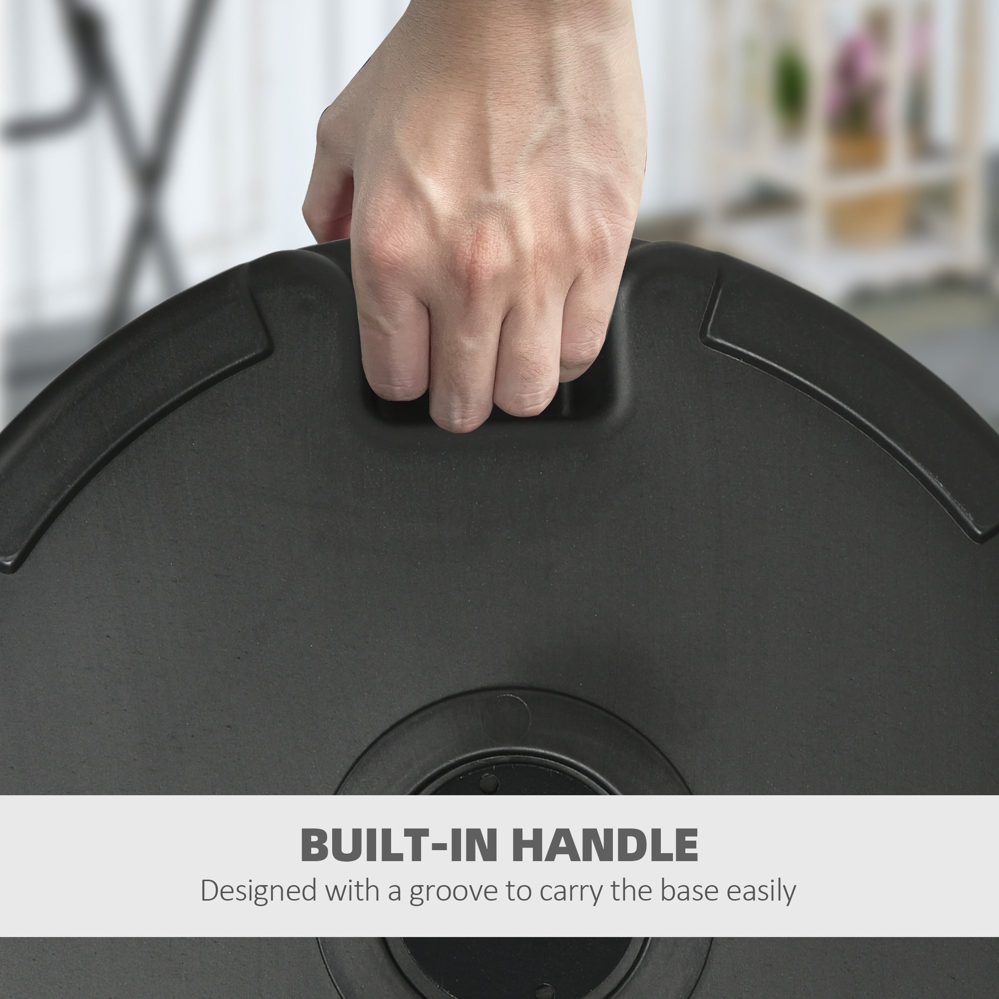 Garden Parasol Base Holder, Outdoor Market Umbrella Stand Weight with Built-In Handle, 25kg Water or 35kg Sand Filled, Black