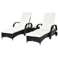 3 Piece Outdoor Patio Lounge Chair Set with Cushions and Coffee Table - Black