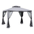3 x 3 Metre Metal Gazebo with Mosquito Netting Outdoor Shelter - Grey