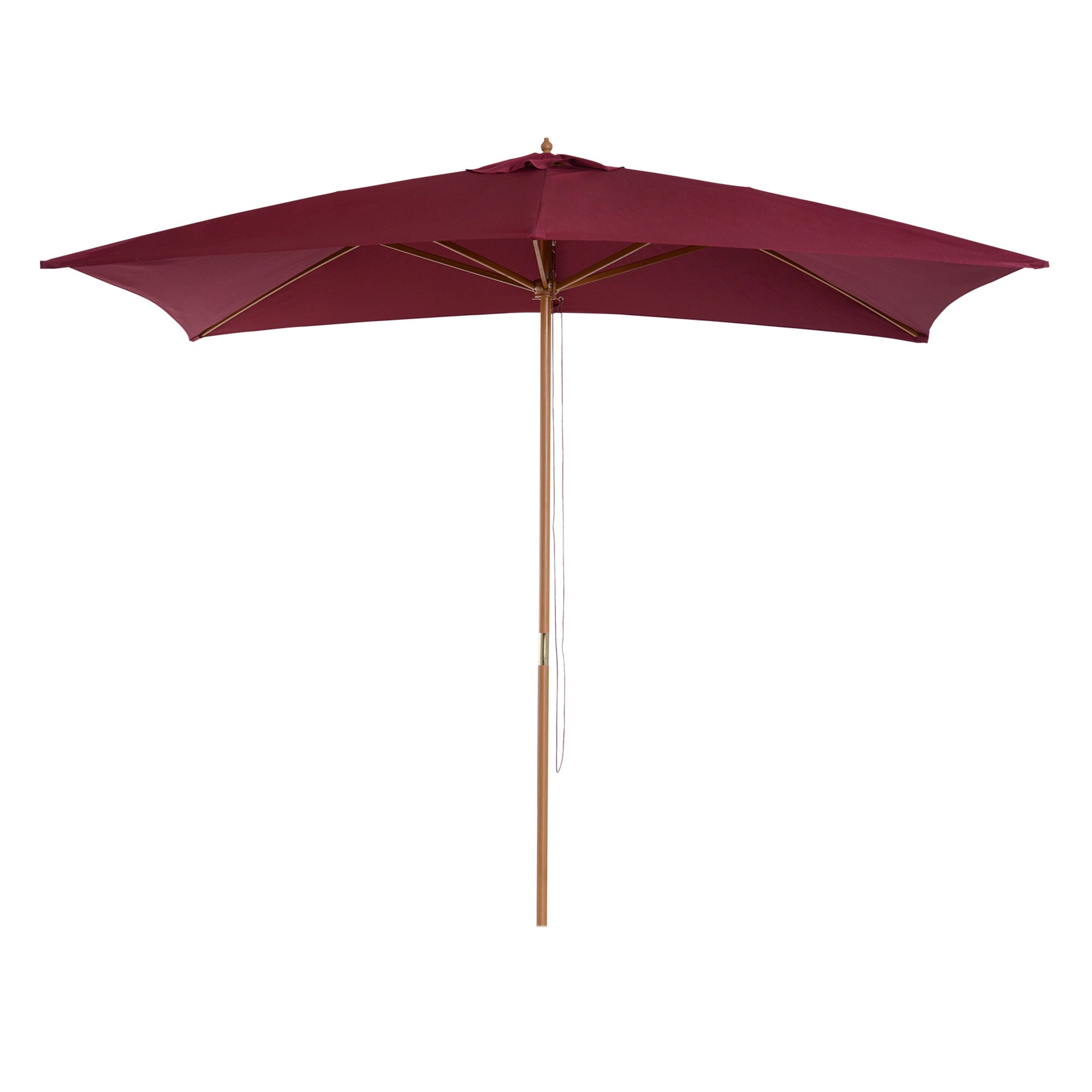 3m x 2m Wood Wooden Garden Parasol Sun Shade Patio Outdoor Umbrella Canopy New (Wine Red)