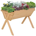 Wooden Raised Bed Planter with Liner and Drainage Holes - Fir Wood
