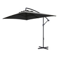 3x2m Rectangular Cantilever Parasol with Crank Handle and Cross Base - Grey