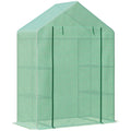 Walk-In Portable Greenhouse with 4 Shelves 4.5x2.5ft PE Cover - Green