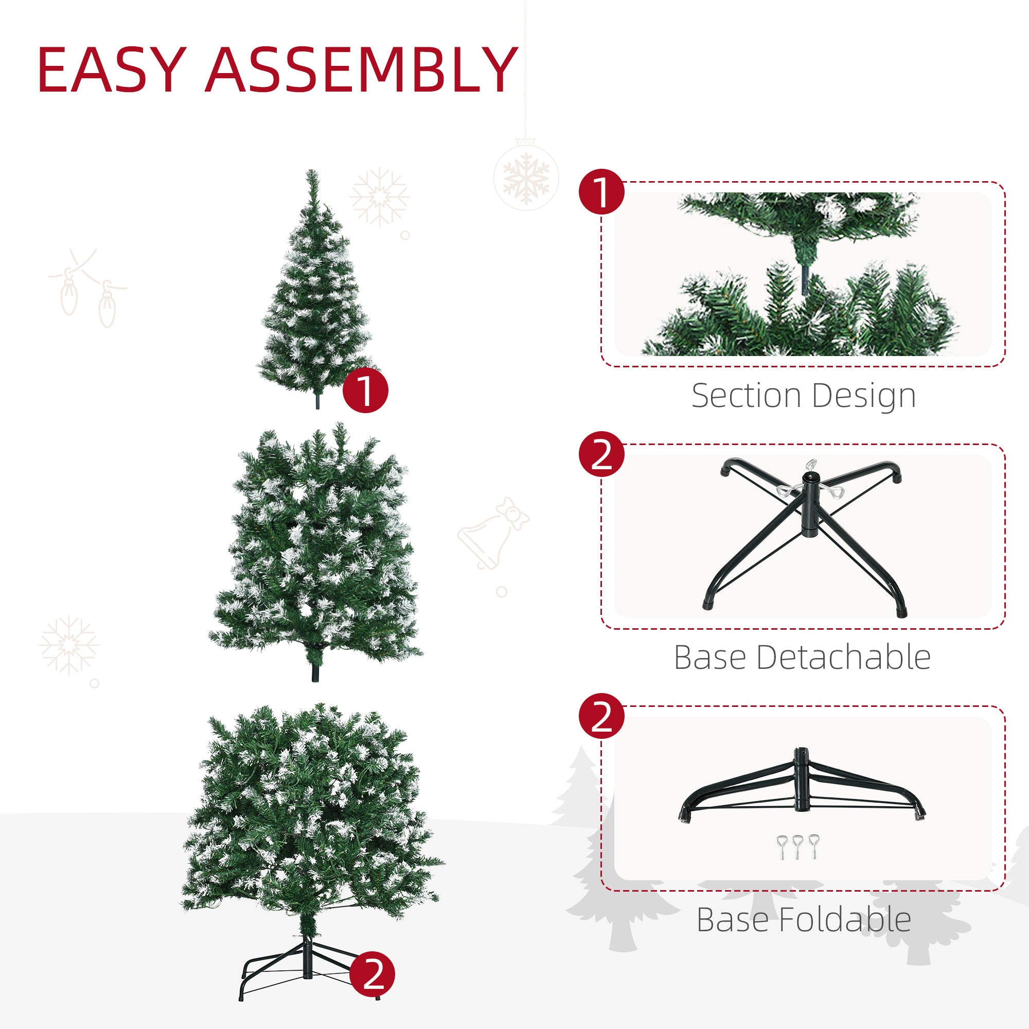 6' Tall Prelit Pencil Slim Artificial Christmas Tree with Realistic Branches, 300 Colourful LED Lights and 618 Tips, Xmas Decoration, Green