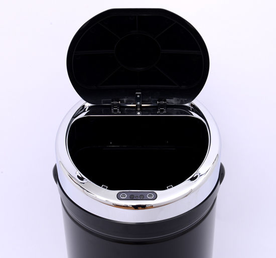 42L Stainless Steel Sensor Trash Can W/ Bucket-Black