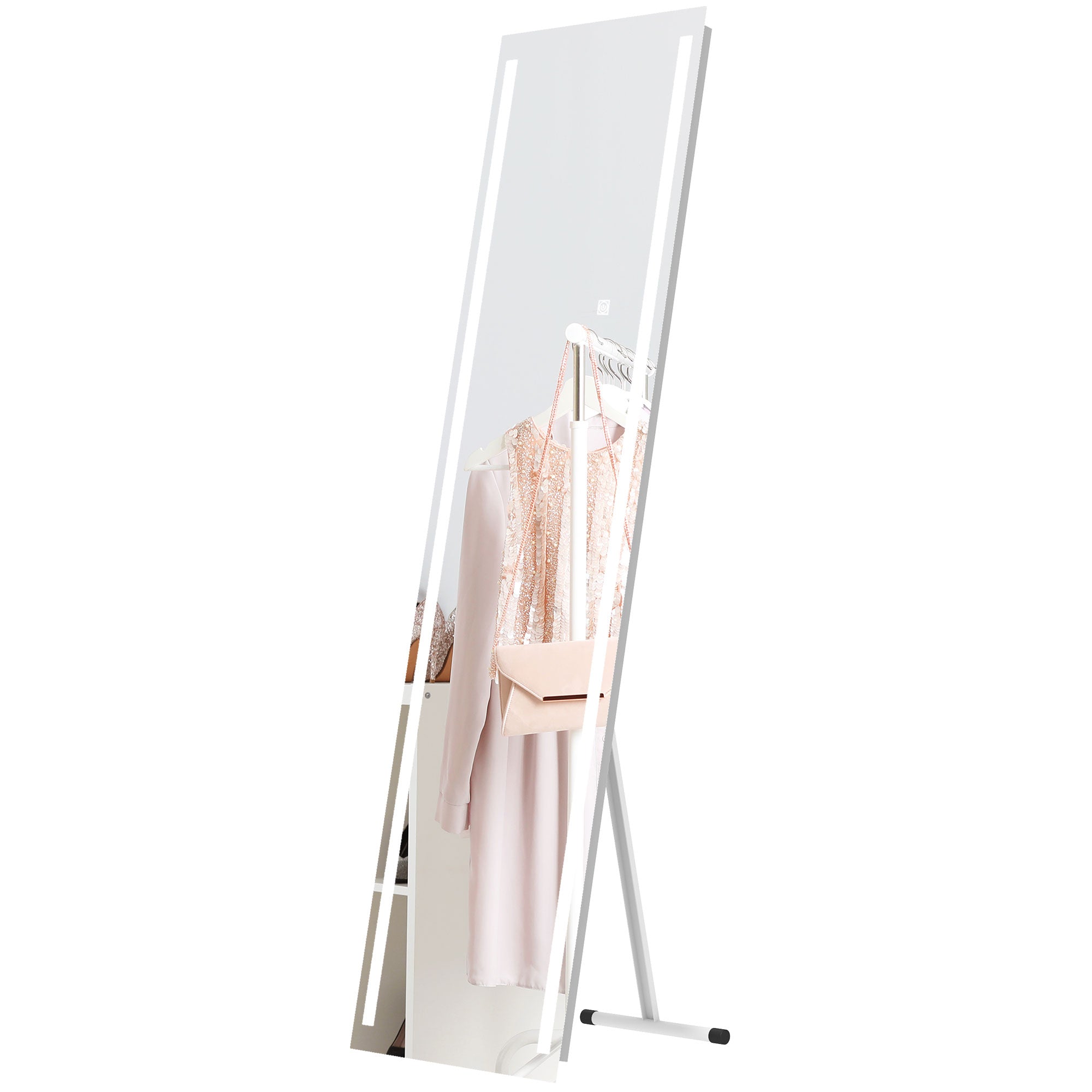 Standing Dressing Mirror with LED Lights, Wall Dressing Mirror for Bedroom with Dimmable and 3 Colour Lighting, White