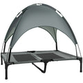 Waterproof Raised Dog Bed with UV Canopy, Elevated Pet Cot for Small & Medium Dogs 92x76x90cm - Grey