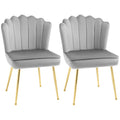 Shell Luxe Velvet Accent Chair Set of 2 with Gold Metal Legs - Grey