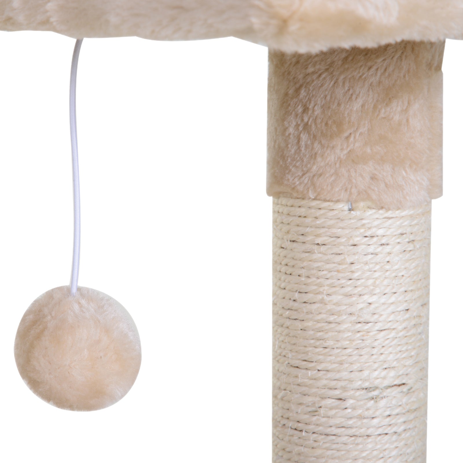 Cat Tree Hammock Bed Natural Sisal Scratching Post w/ Dangle Toy 2 Tier 70cm Pet Scratch Stand