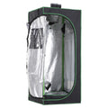 Hydroponic Plant Grow Tent 60x60x140cm with Window & Tool Bag - Black/Green