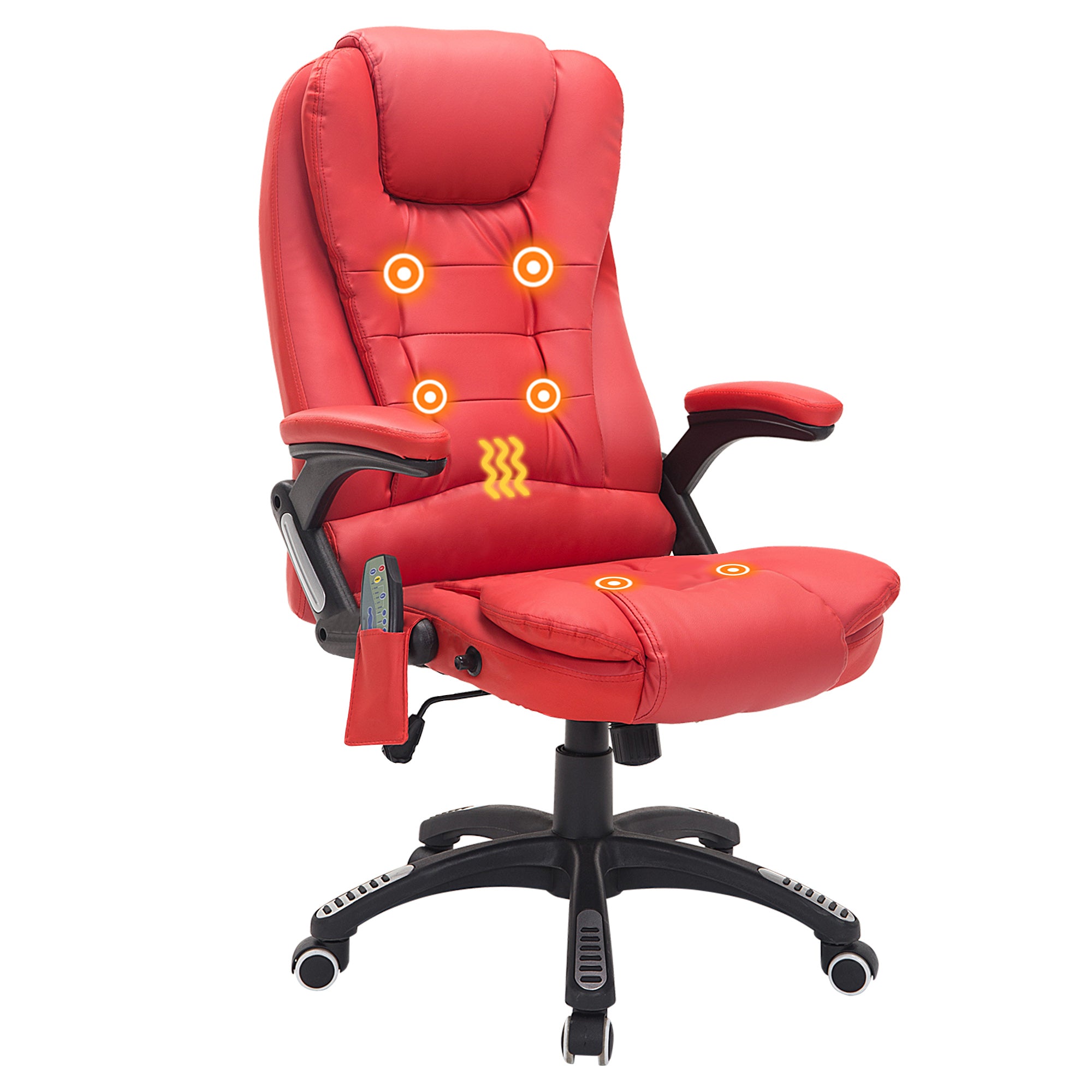 Ergonomic Chair with Massage and Heat, High Back PU Leather Massage Office Chair With Tilt and Reclining Function, Red