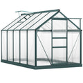 Large Walk-In Aluminium Frame Greenhouse with Galvanized Base and Sliding Door - Green