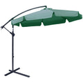 2.7m Cantilever Garden Parasol with Crank Handle and Cross Base - Green