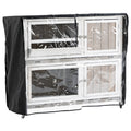 Two-Tier Wooden Rabbit Hutch with Rain Cover, Wheels & Slide-Out Tray - Grey