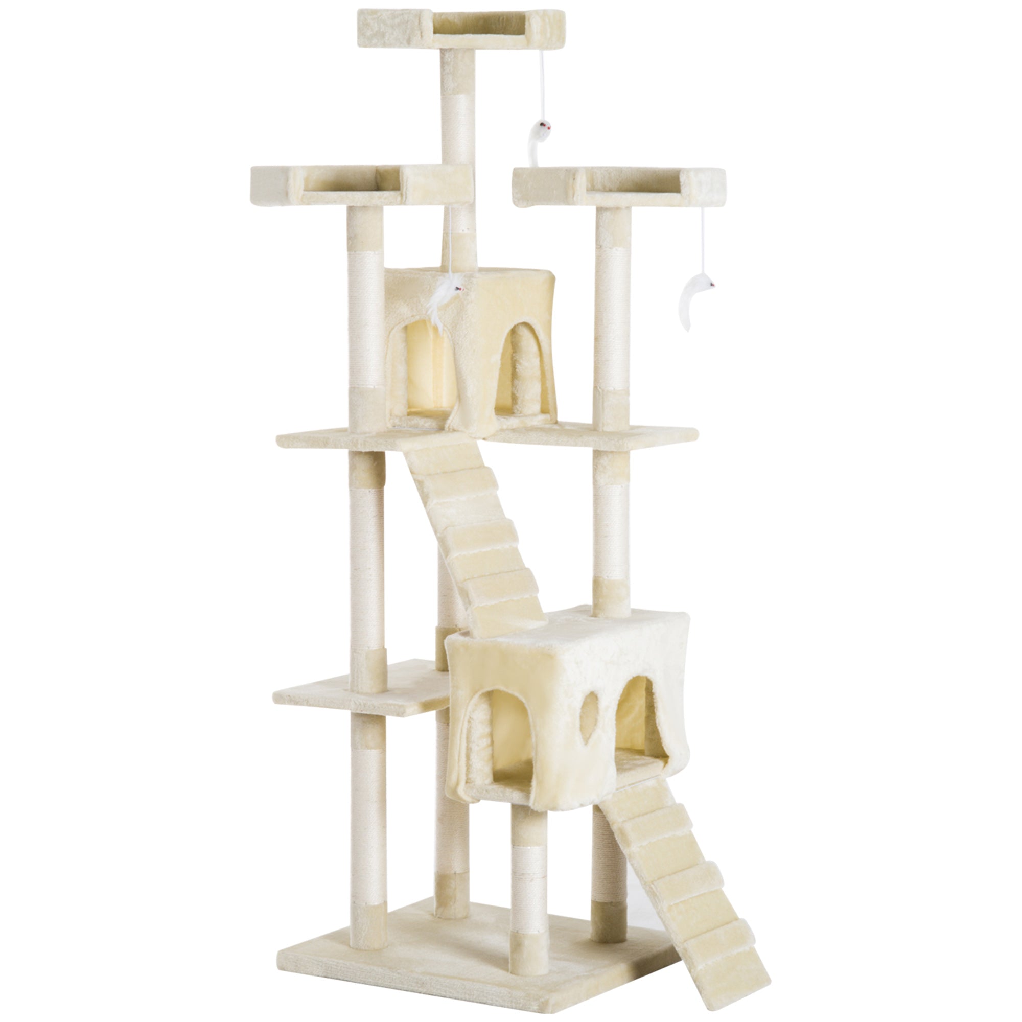 Cat Tower Centre Sisal Kitten Tree Scratch Scratcher Scratching Post Toy Climbing Tree Bed Multi Level 181cm(H)