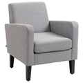 Modern Accent Chair with Curved Arms and Slanted Backrest - Light Grey