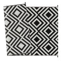 Reversible Outdoor Rug Set with Carry Bag and Ground Stakes - Black and White
