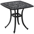 Cast Aluminium Outdoor Bistro Side Table with Umbrella Hole 53x53cm - Black