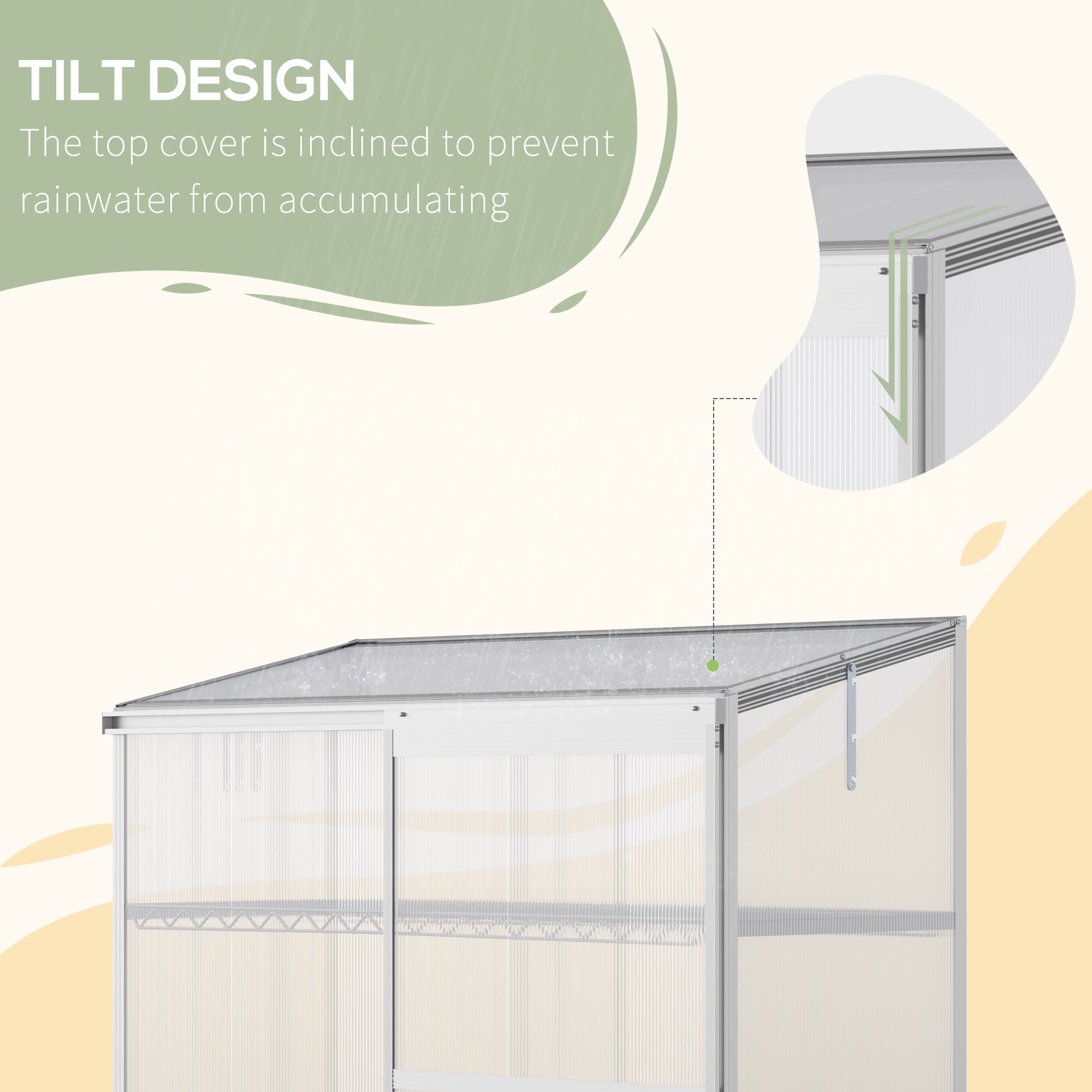 3-Tier Mini Greenhouse Garden Cold Frame Plant Growth House w / Polycarbonate Panels, Openable Roof, 129.5 x 58 x 140 cm, Silver