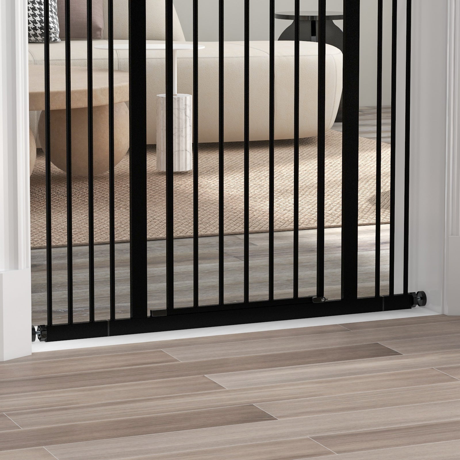 Metal Pet Safety Gate Dog Gate Folding Fence, Black