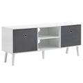 TV Cabinet for TVs up to 50 Inch with Storage Compartments and Drawer - White and Grey