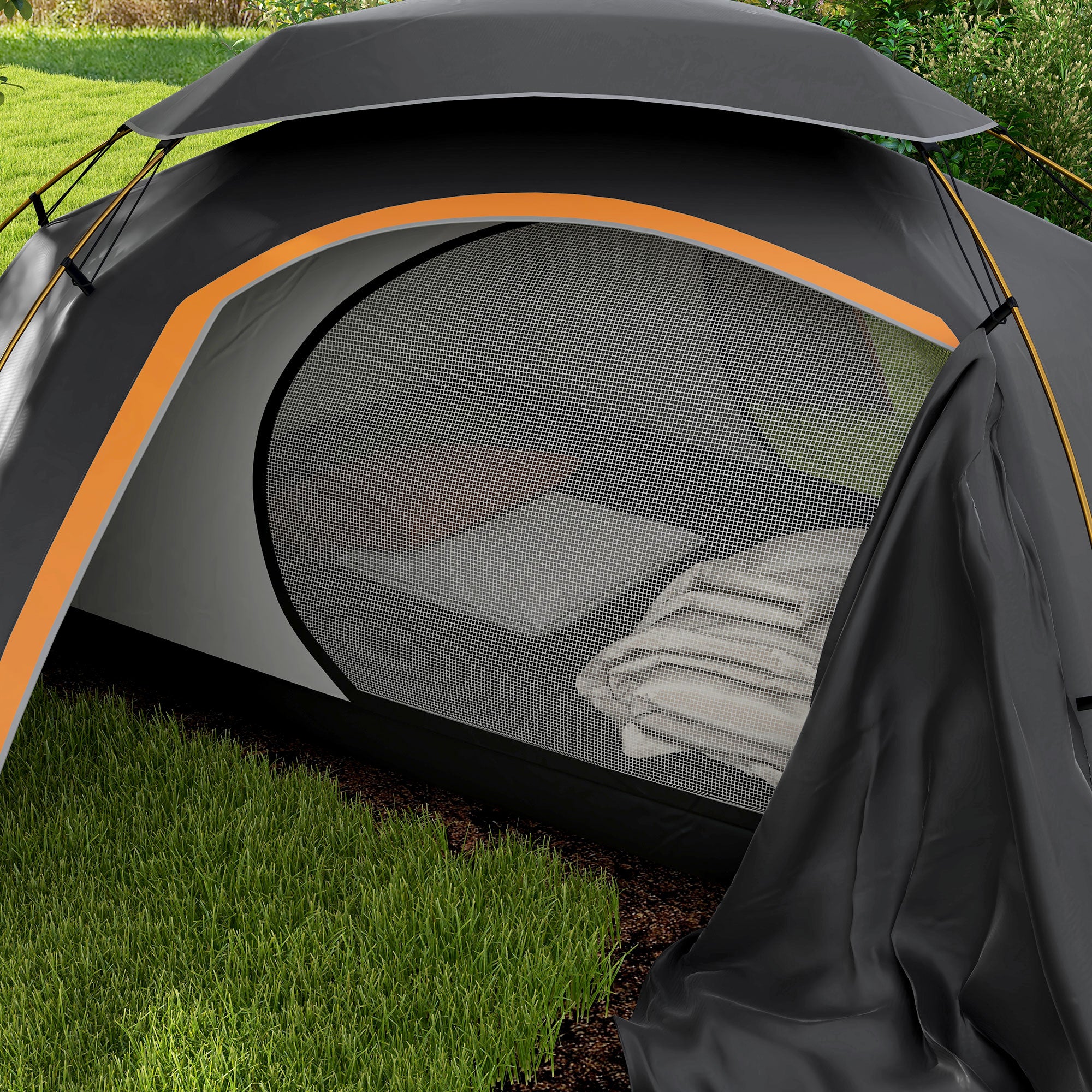 Aluminium Frame Camping Tent Dome Tent with Removable Rainfly, 2000mm Waterproof, for 1-2 Man, Grey