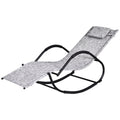 Patio Rocking Lounge Chair with Padded Pillow Grey Texteline - Grey