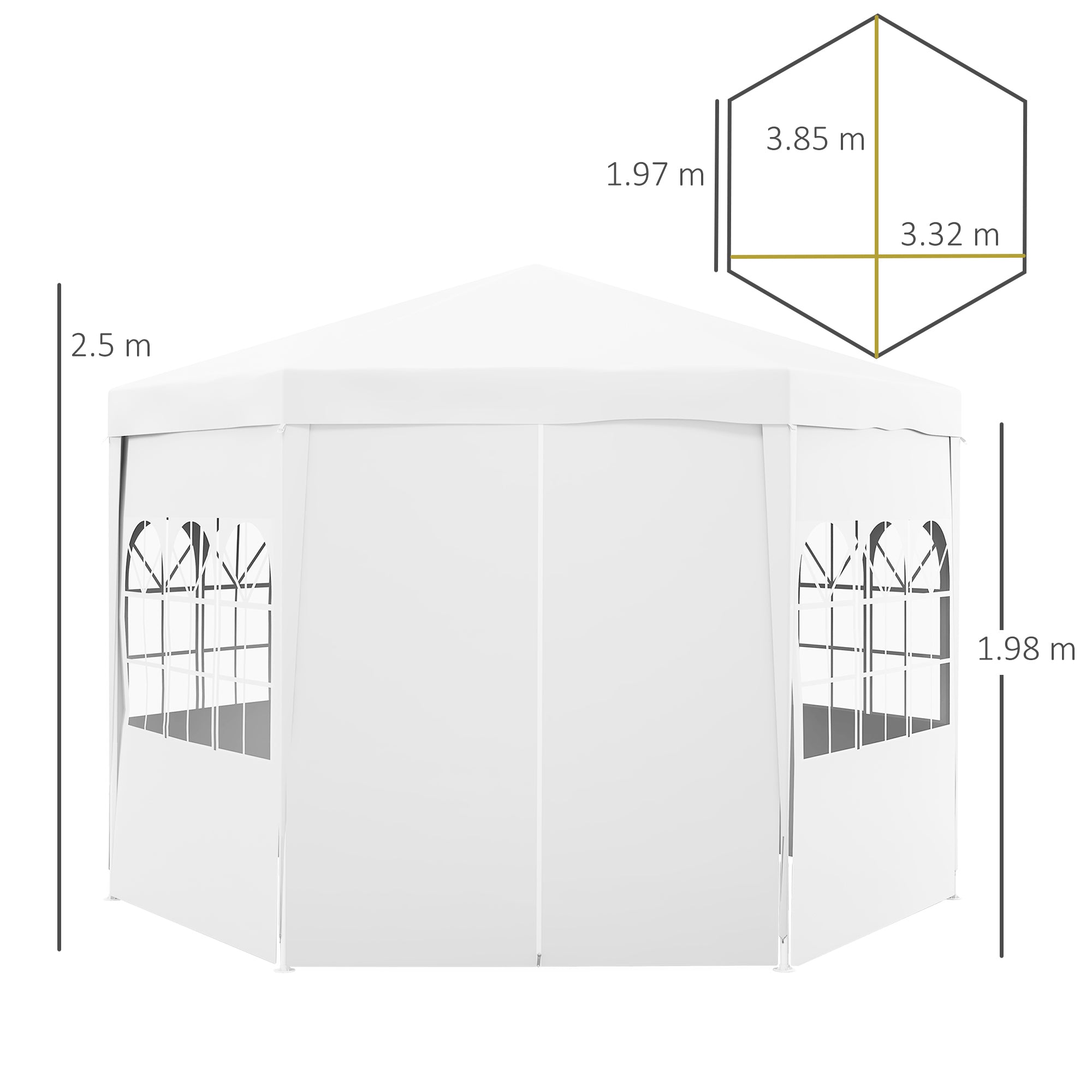 4 Metre Waterproof Party Tent Gazebo with 6 Removable Side Walls - White