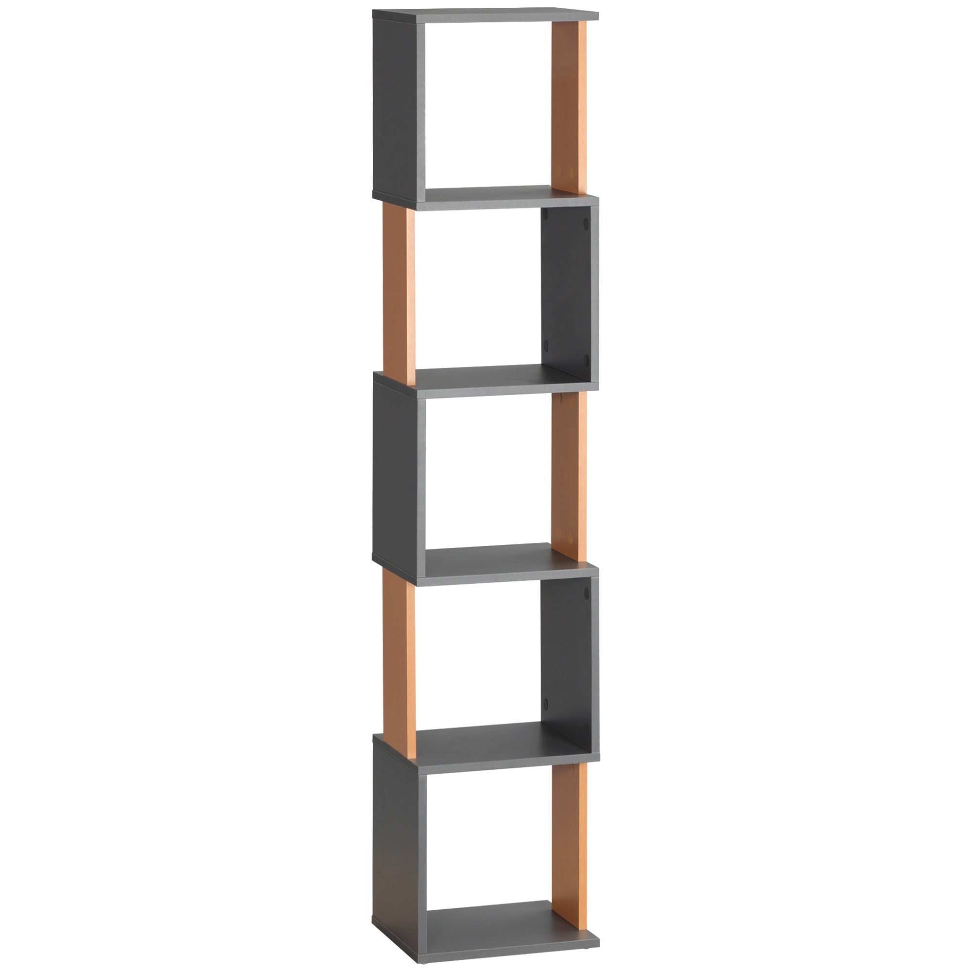 Modern 5-Tier Bookshelf, Freestanding Bookcase Storage Shelving for Living Room Home Office Study, Dark Grey