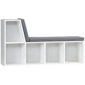 Bookcase Storage Shelf with Cushioned Reading Seat and Cabinet for Study or Living Room - White