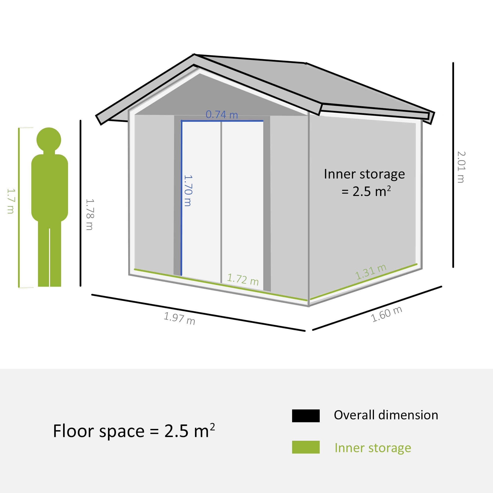 6 x 5 ft Garden Storage Shed Apex Store for Gardening Tool with Foundation and Ventilation, Brown