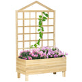 Wooden Garden Planter with Trellis for Climbing Plants 1 Piece - Natural Tone