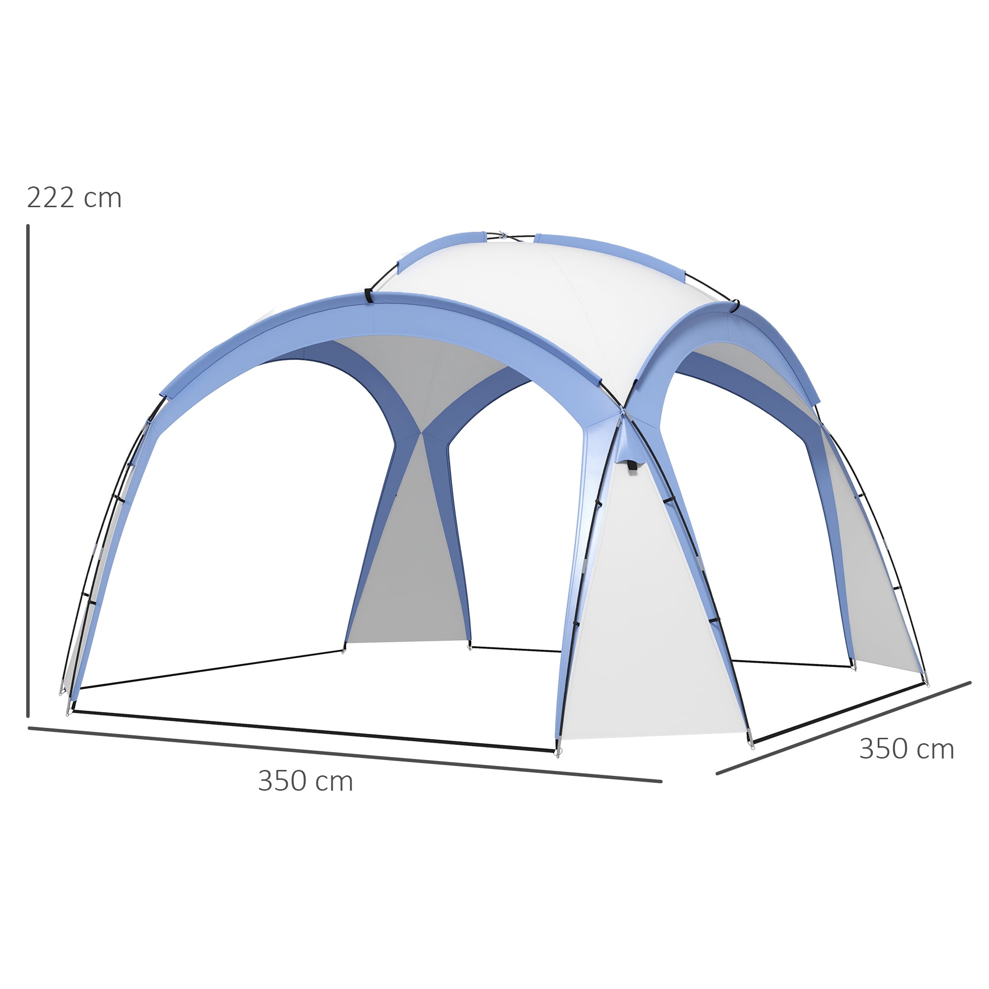 3.5 x 3.5M Camping Gazebo, Outdoor Event Shelter Dome Tent Garden Sun Shelter Patio Spire Arc Pavilion Camp Sun Shade, Light Blue