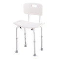Adjustable Bath Chair Shower Stool with Safety Seat for Elderly - Cream White