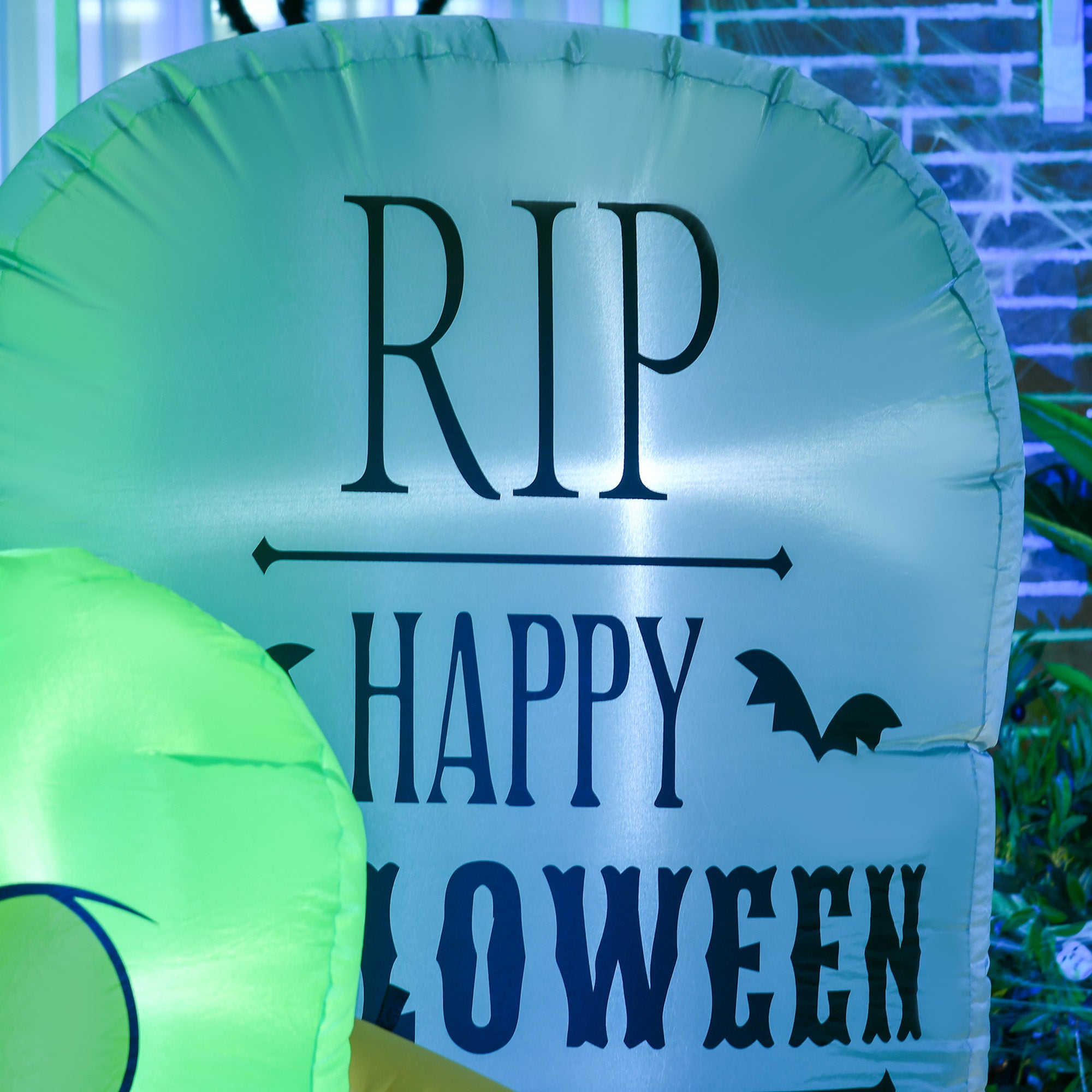 5FT Halloween Inflatable Ghost and Tombstone with LED Lights for Outdoor Garden and Lawn - Multicoloured