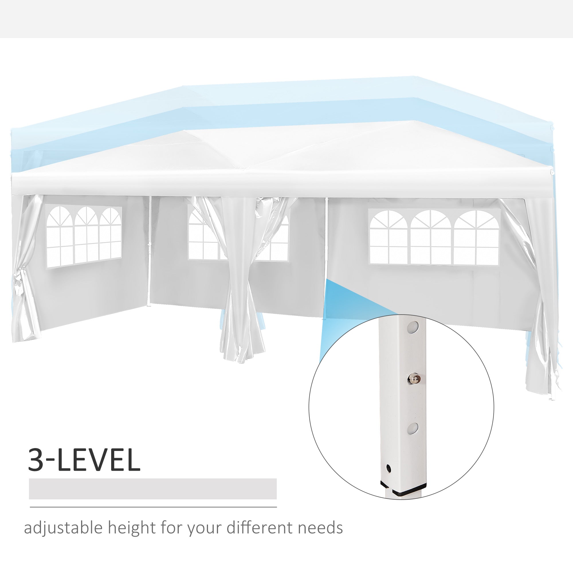 Pop Up Gazebo Marquee, size(6m x 3m)-White