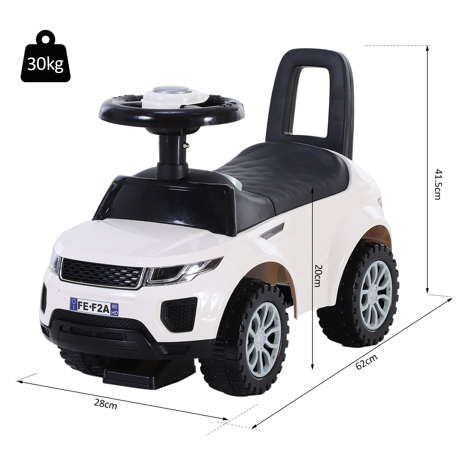 3-in-1 Ride On Car Foot To Floor Slider Toddler w/ Horn Steering Wheel NO POWER Manual Under Seat Storage Safe Design White