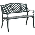 Cast Aluminium 2-Seater Outdoor Garden Bench Antique Patio Loveseat - Verdigris