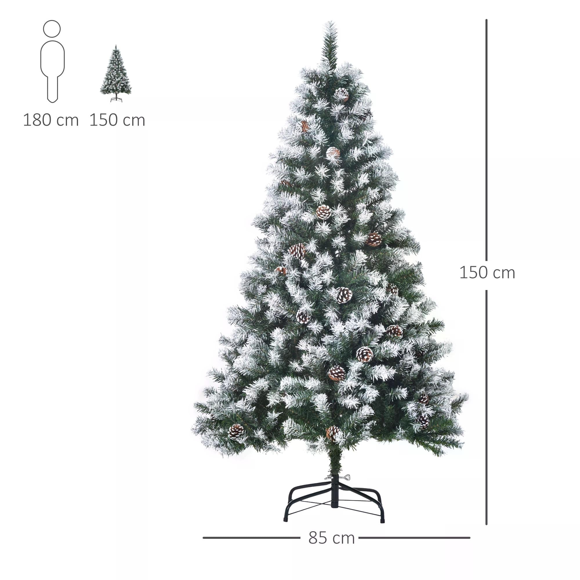 5FT Artificial Christmas Tree with Pine Cones, Holiday Home Xmas Decoration Automatic Open, Green