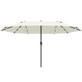 4.4m Double-Sided Garden Parasol with LED Solar Lights - Cream White
