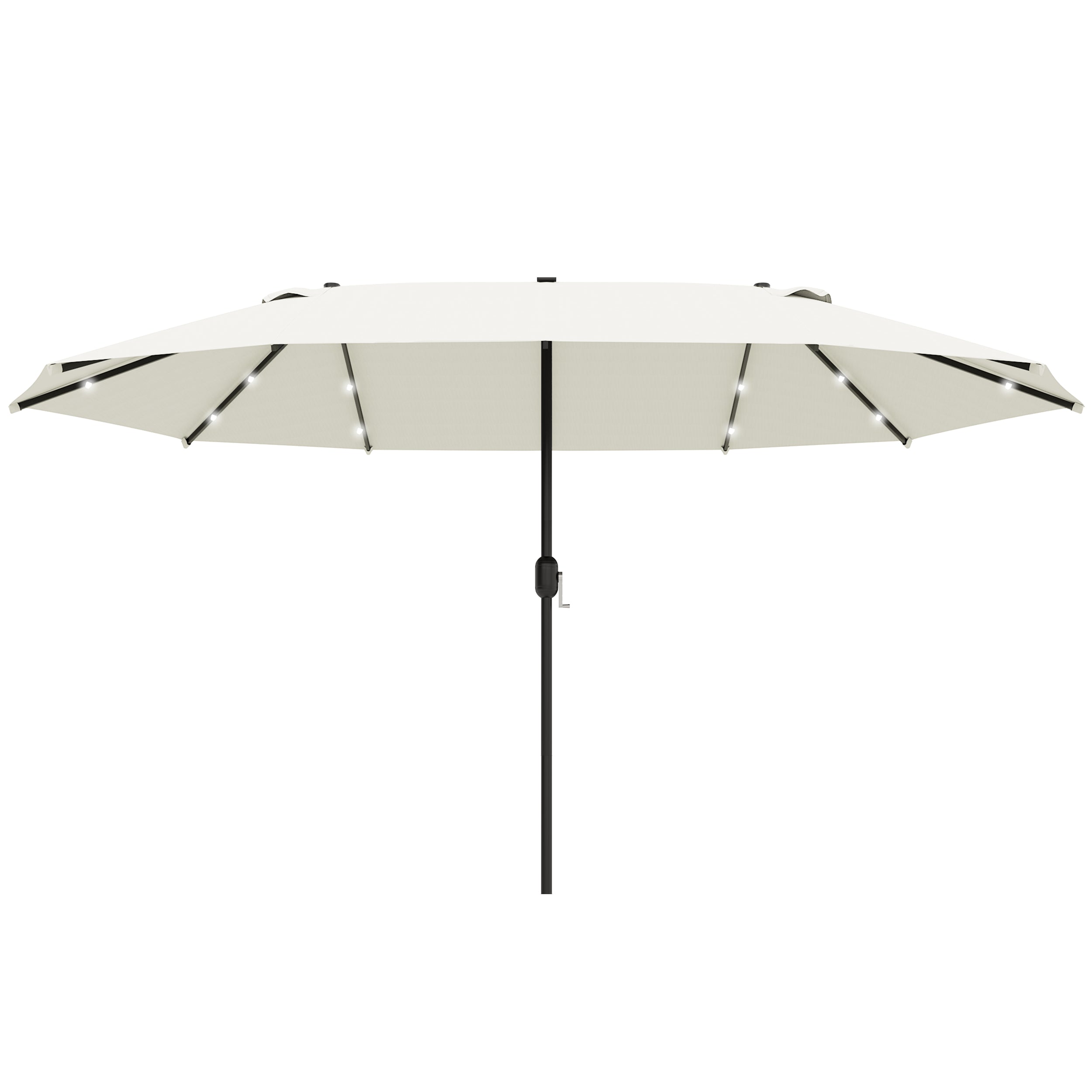 4.4m Double-Sided Garden Parasol with LED Solar Lights - Cream White