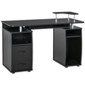 Computer Desk Office Workstation with Keyboard Tray, CPU Shelf, Drawers & Sliding Scanner Shelf - Black
