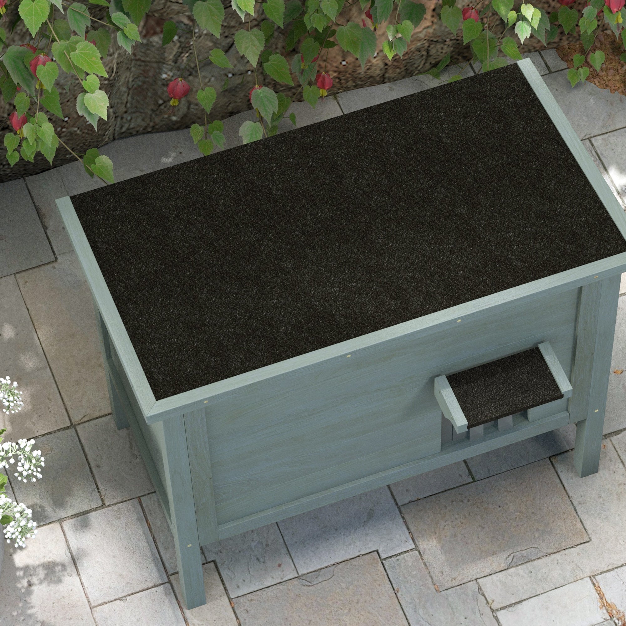 Outdoor Cat House Wooden Insulated with Removable Floor, Waterproof Openable Roof - Charcoal Grey